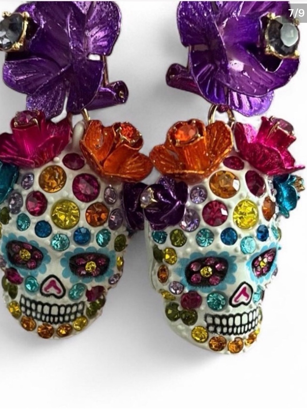 Betsey Johnson Skull-shaped bejeweled Earrings